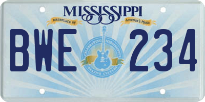 MS license plate BWE234