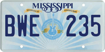 MS license plate BWE235