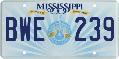 MS license plate BWE239
