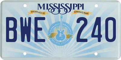 MS license plate BWE240
