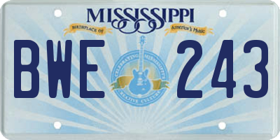 MS license plate BWE243