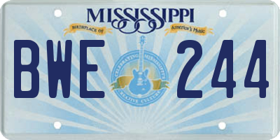 MS license plate BWE244