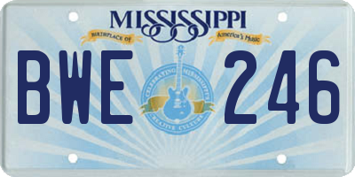 MS license plate BWE246