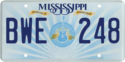 MS license plate BWE248