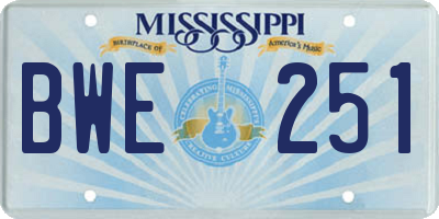 MS license plate BWE251