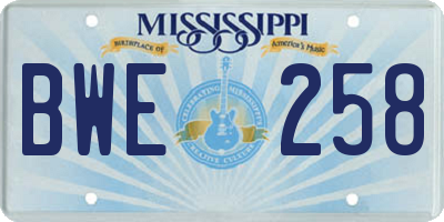 MS license plate BWE258