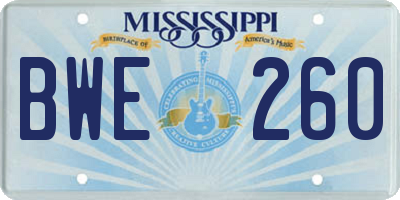 MS license plate BWE260