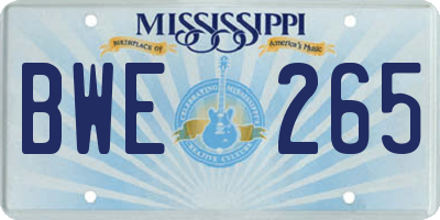 MS license plate BWE265