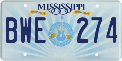MS license plate BWE274