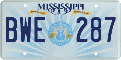 MS license plate BWE287