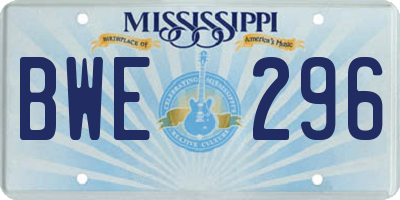 MS license plate BWE296