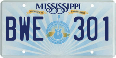MS license plate BWE301