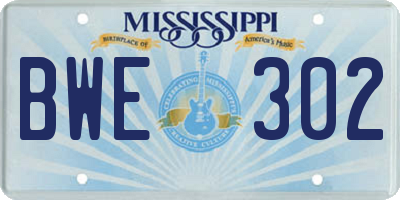 MS license plate BWE302