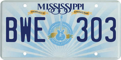 MS license plate BWE303