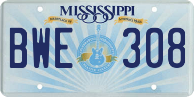 MS license plate BWE308