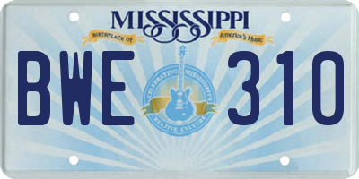 MS license plate BWE310