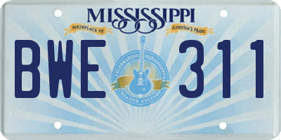 MS license plate BWE311