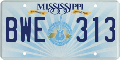 MS license plate BWE313
