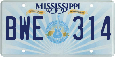 MS license plate BWE314