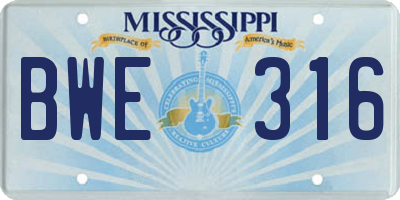 MS license plate BWE316