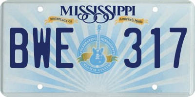 MS license plate BWE317