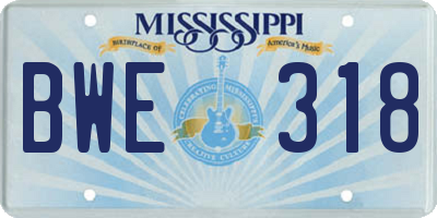 MS license plate BWE318