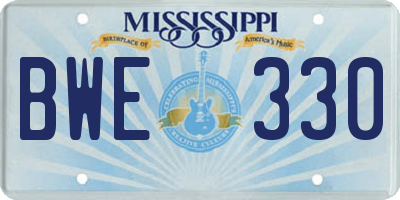 MS license plate BWE330