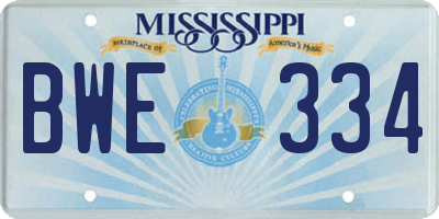 MS license plate BWE334