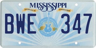 MS license plate BWE347