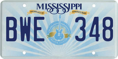 MS license plate BWE348