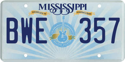 MS license plate BWE357