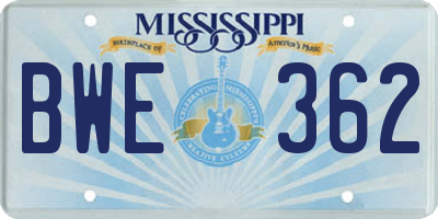 MS license plate BWE362