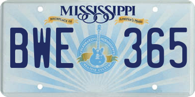 MS license plate BWE365