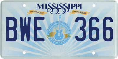 MS license plate BWE366