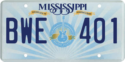 MS license plate BWE401