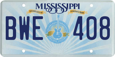 MS license plate BWE408