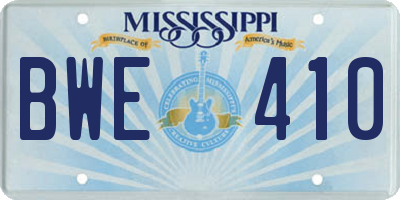 MS license plate BWE410