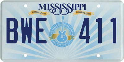 MS license plate BWE411