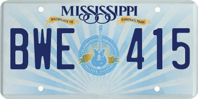 MS license plate BWE415