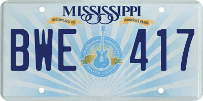 MS license plate BWE417