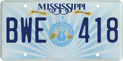 MS license plate BWE418