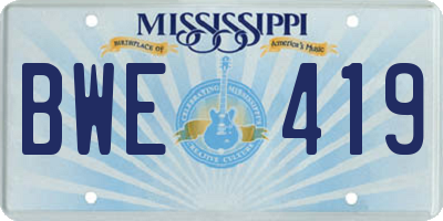 MS license plate BWE419