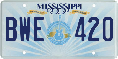 MS license plate BWE420
