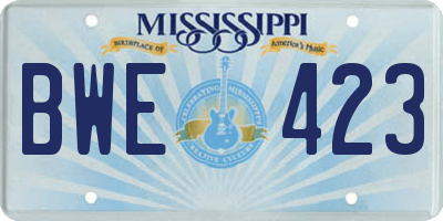 MS license plate BWE423