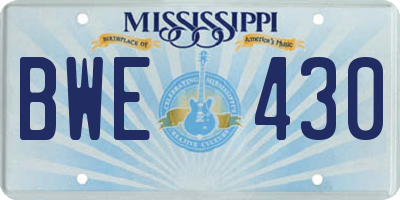 MS license plate BWE430