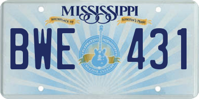 MS license plate BWE431