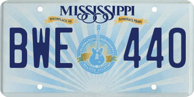 MS license plate BWE440
