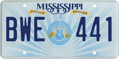 MS license plate BWE441
