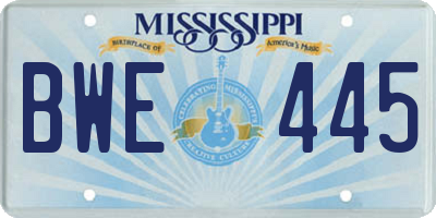 MS license plate BWE445