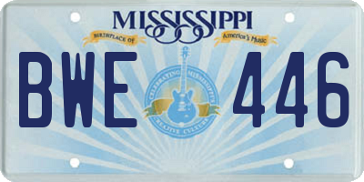 MS license plate BWE446